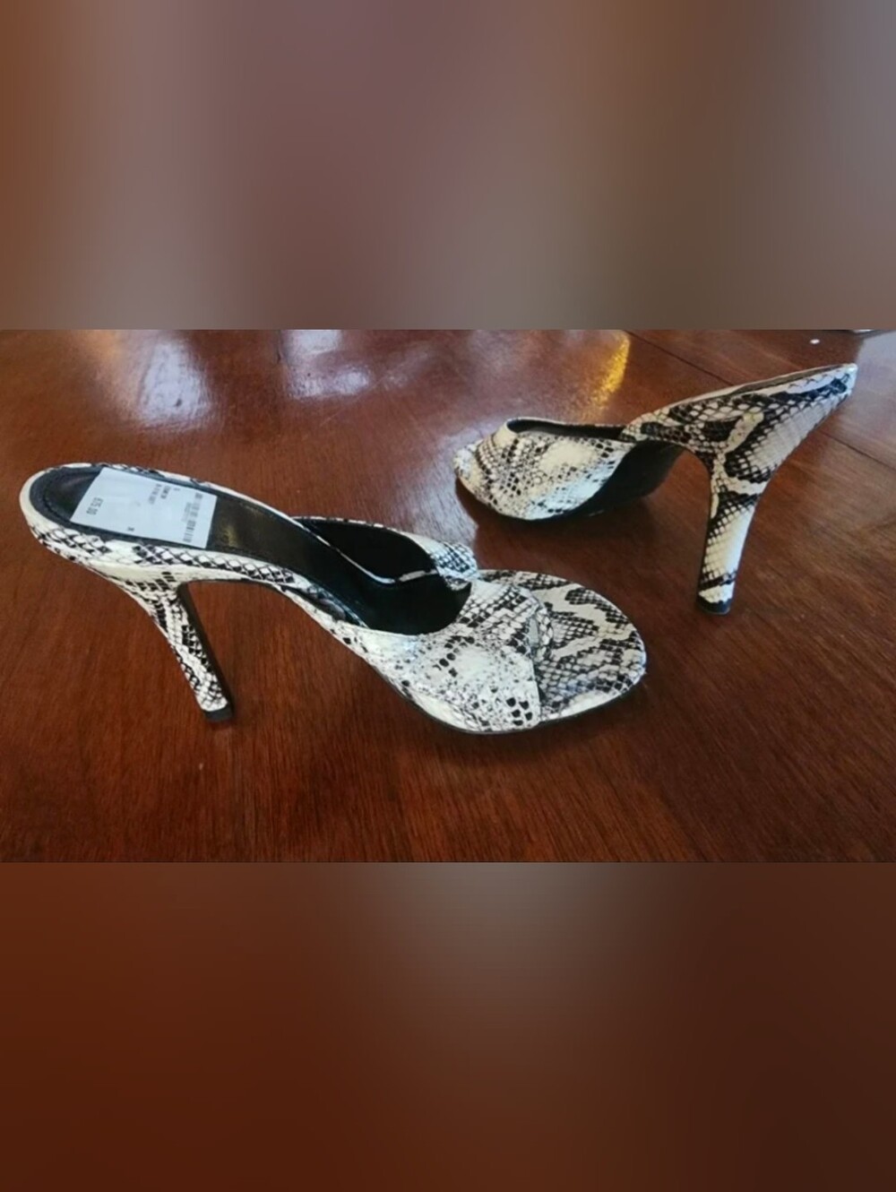 Givenchy Black & White Snake-Print High Heel Slide Size 6.5